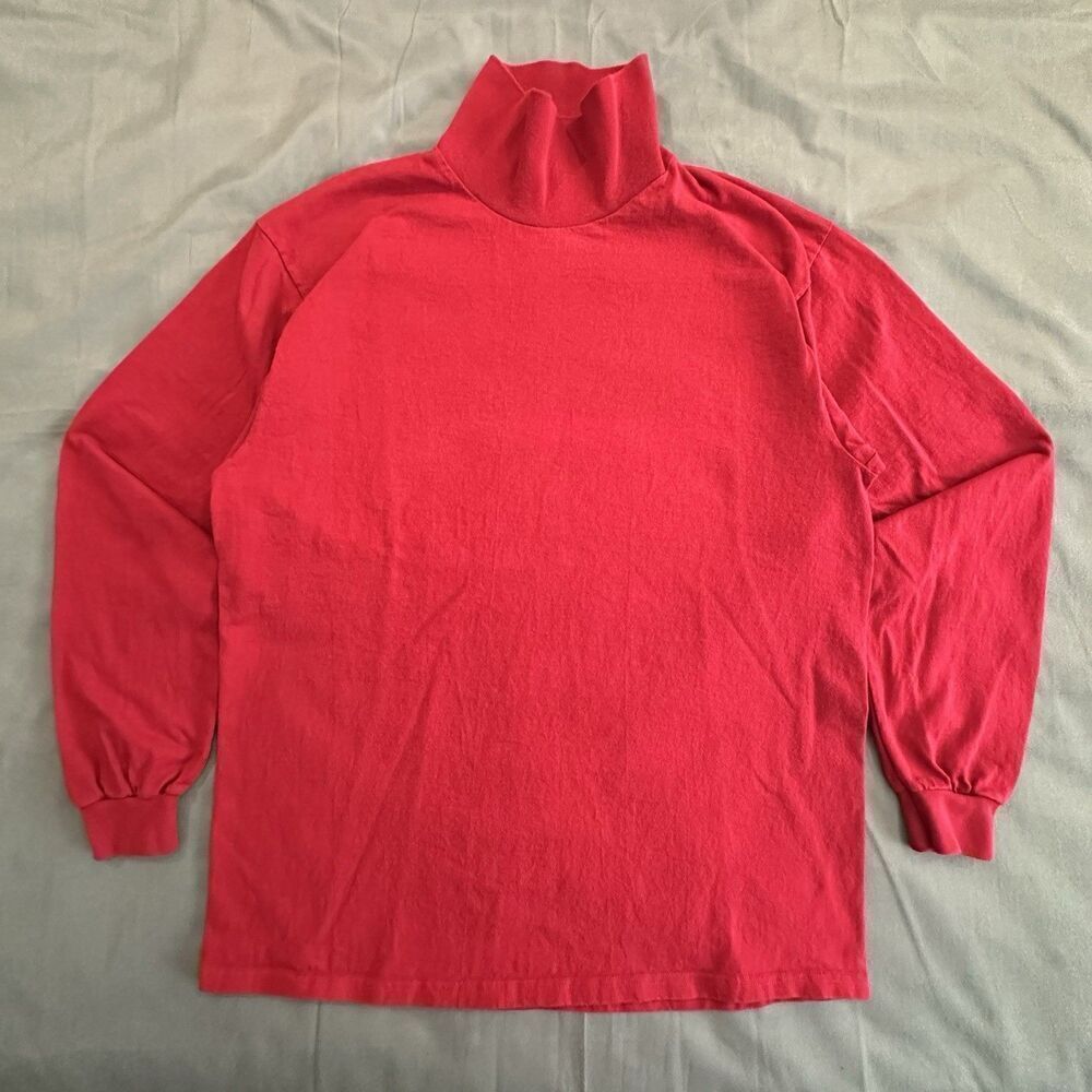 Vintage 90s Lee Premium Jersey Mens Large Blank Mock Neck Long Sleeve USA Shirt
